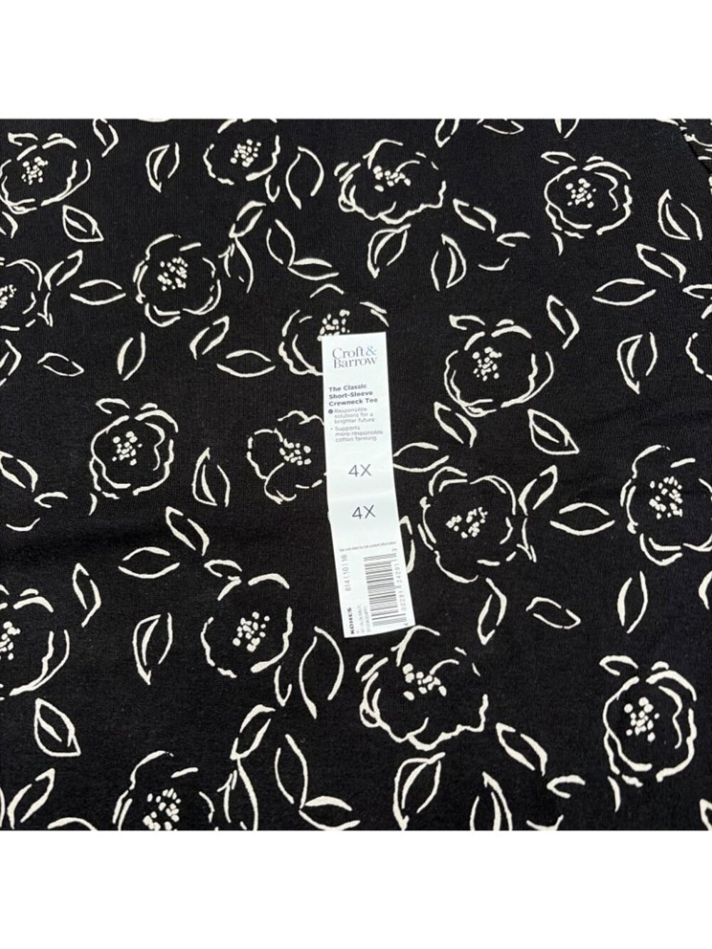 Croft And Barrow Womens NWT Classic Tee 4X Black Floral - Picture 4 of 10